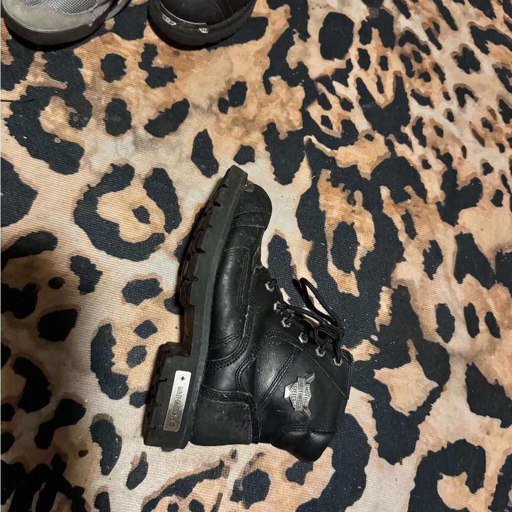 Harley-Davidson Silver Black Moto Combat Boots